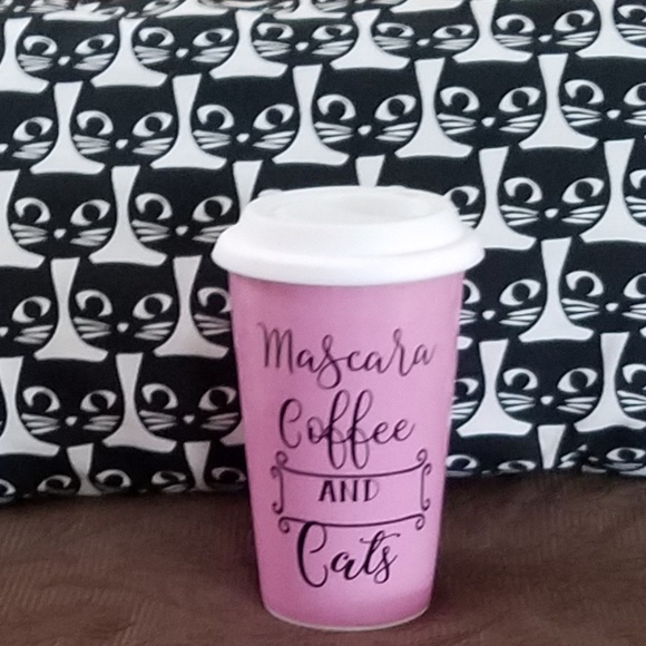 Mascara, Coffee, Cats Coffee/Tea Travel MugTumbler - Picture 1 of 7